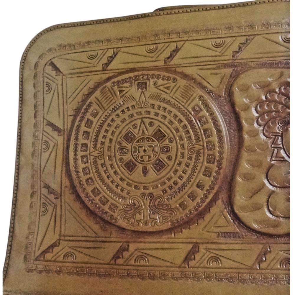 Vintage 1970s Mexican Tooled Leather Briefcase Portfolio Zip Around 14" Laptop - Picture 11 of 13